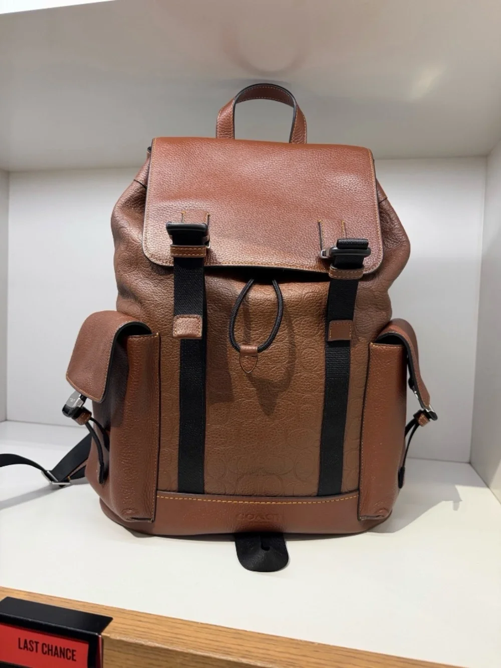 NWT COACH MEN'S Clark Backpack in Signature Leather Silver/Vintage Brown CDC21